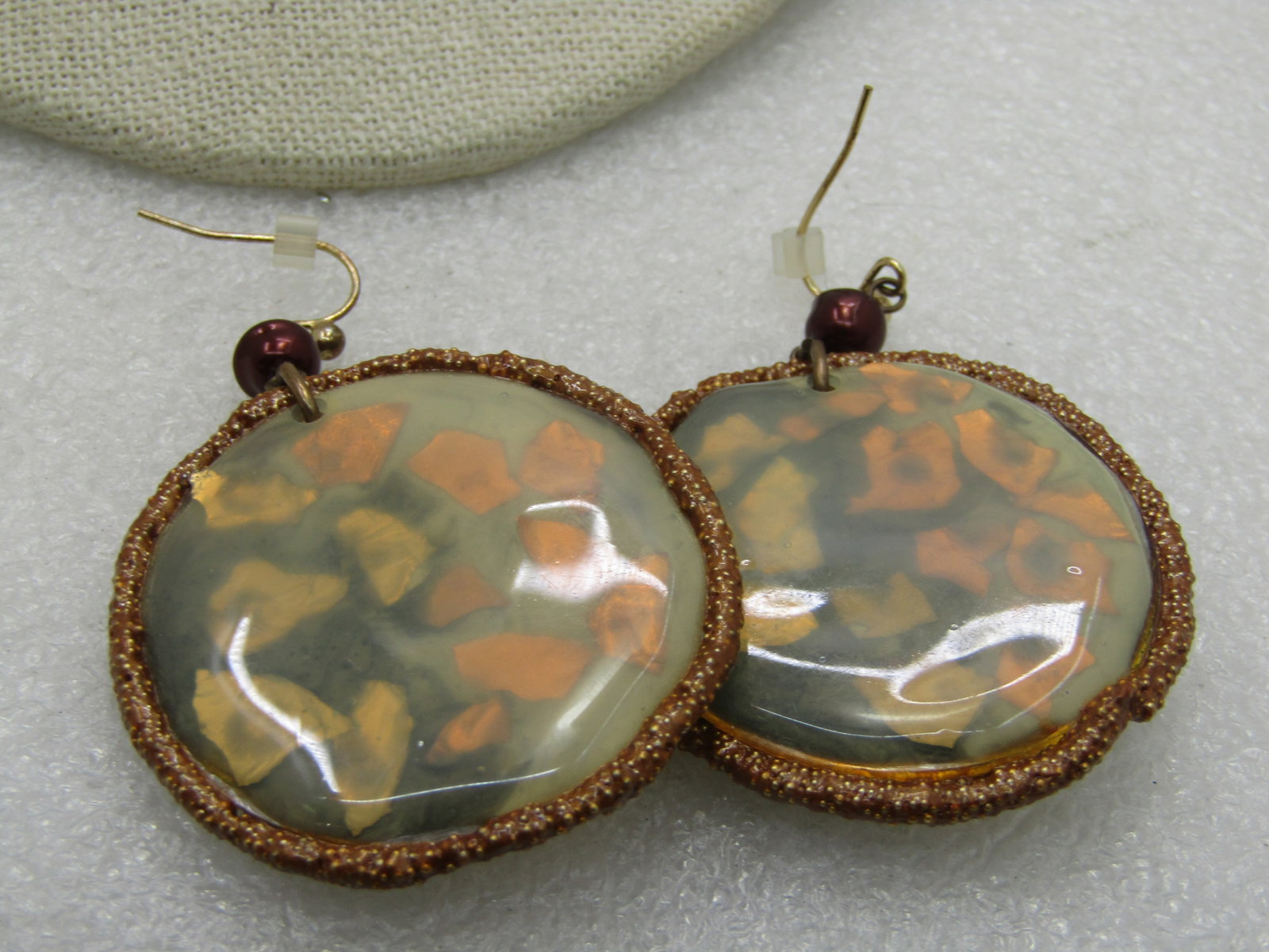Vintage BOHO Coppery Pearl Opalish Dangle Earrings, Pierced, 2.5" - 4