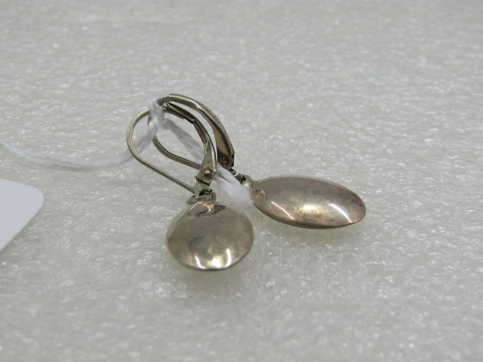 Sterling Oval Domed Drop Pierced Earrings, Leverback, 1.5" (1 of 2)