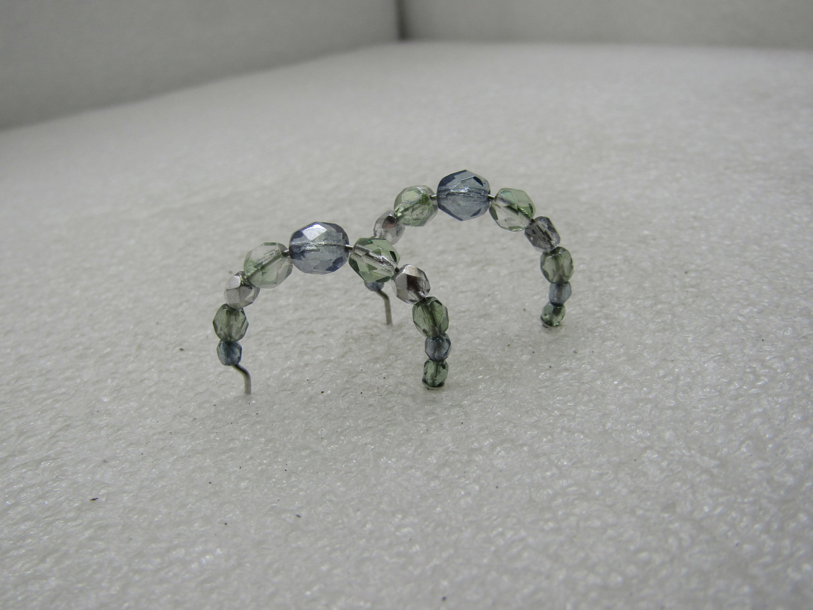 Vintage Liz Claiborne Beaded Hoop Earrings, 1", on Card - 2