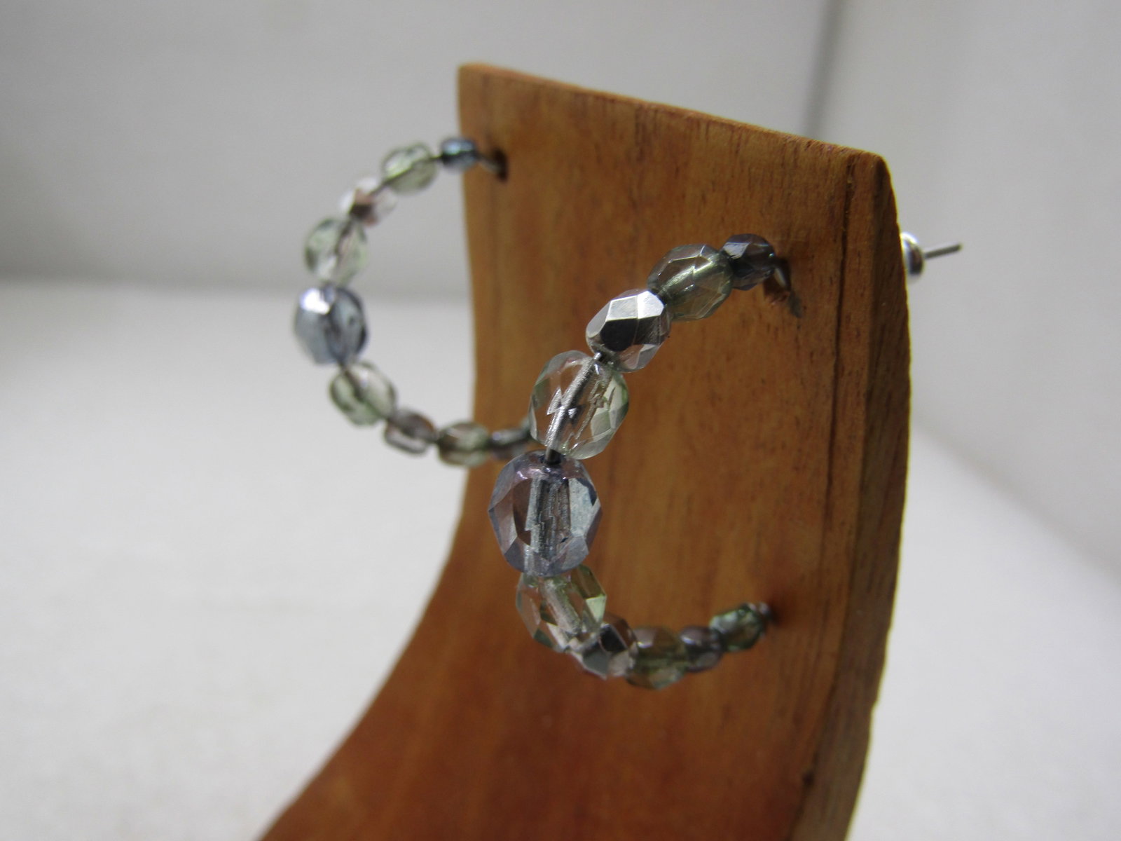 Vintage Liz Claiborne Beaded Hoop Earrings, 1", on Card - 5