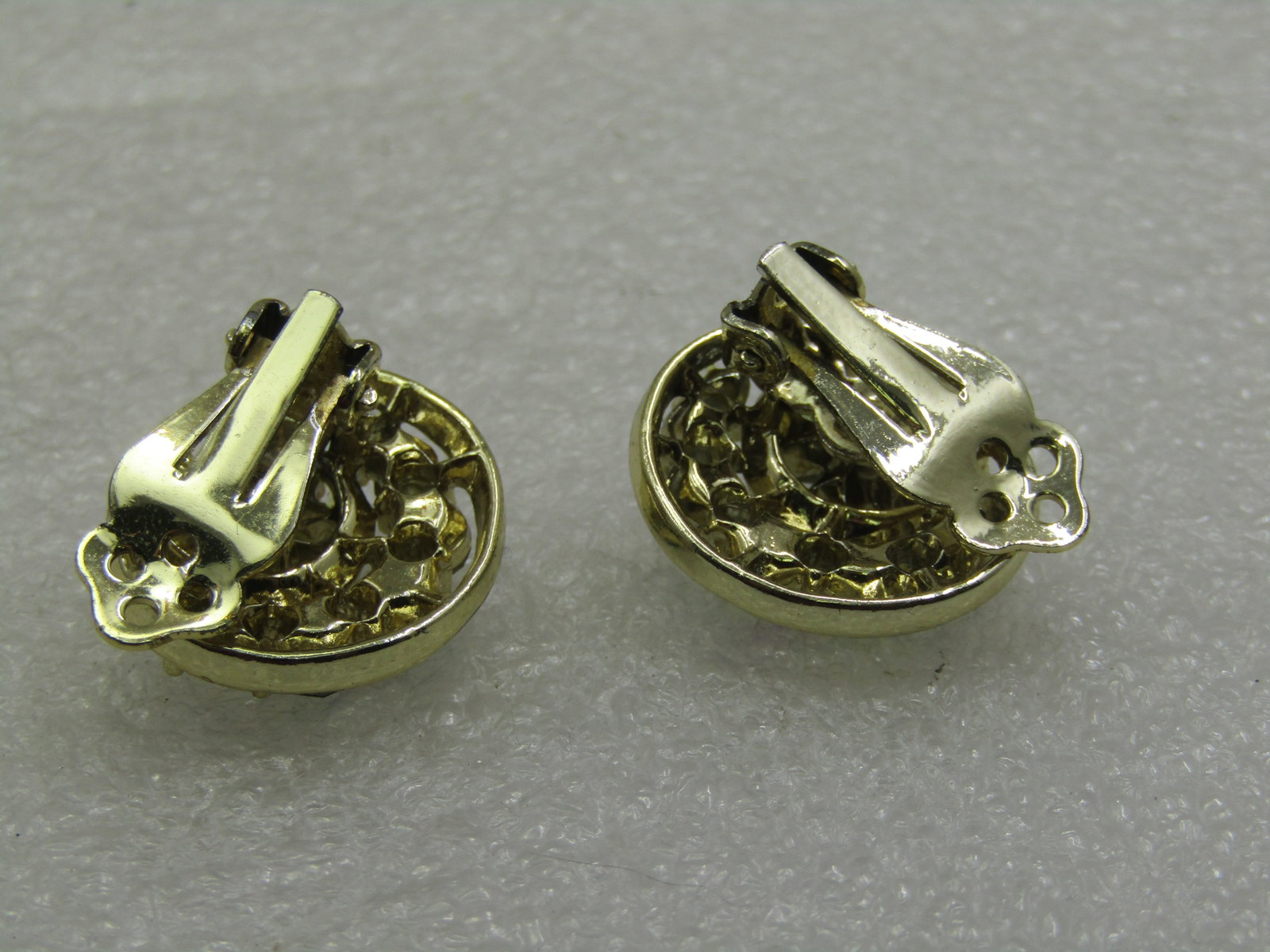 Vintage Peacock Aurora Borealis Rhinestone Clip Earrings, Mid-Century - 4