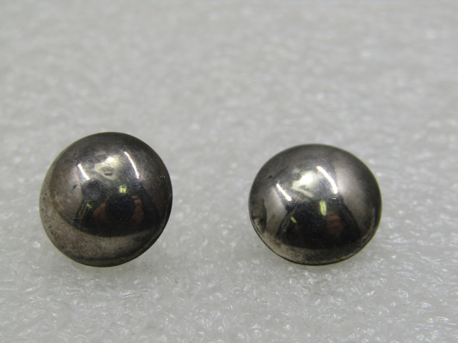 Vintage Sterling Round Domed Earrings, Pierced, 1/2" (1 of 3)