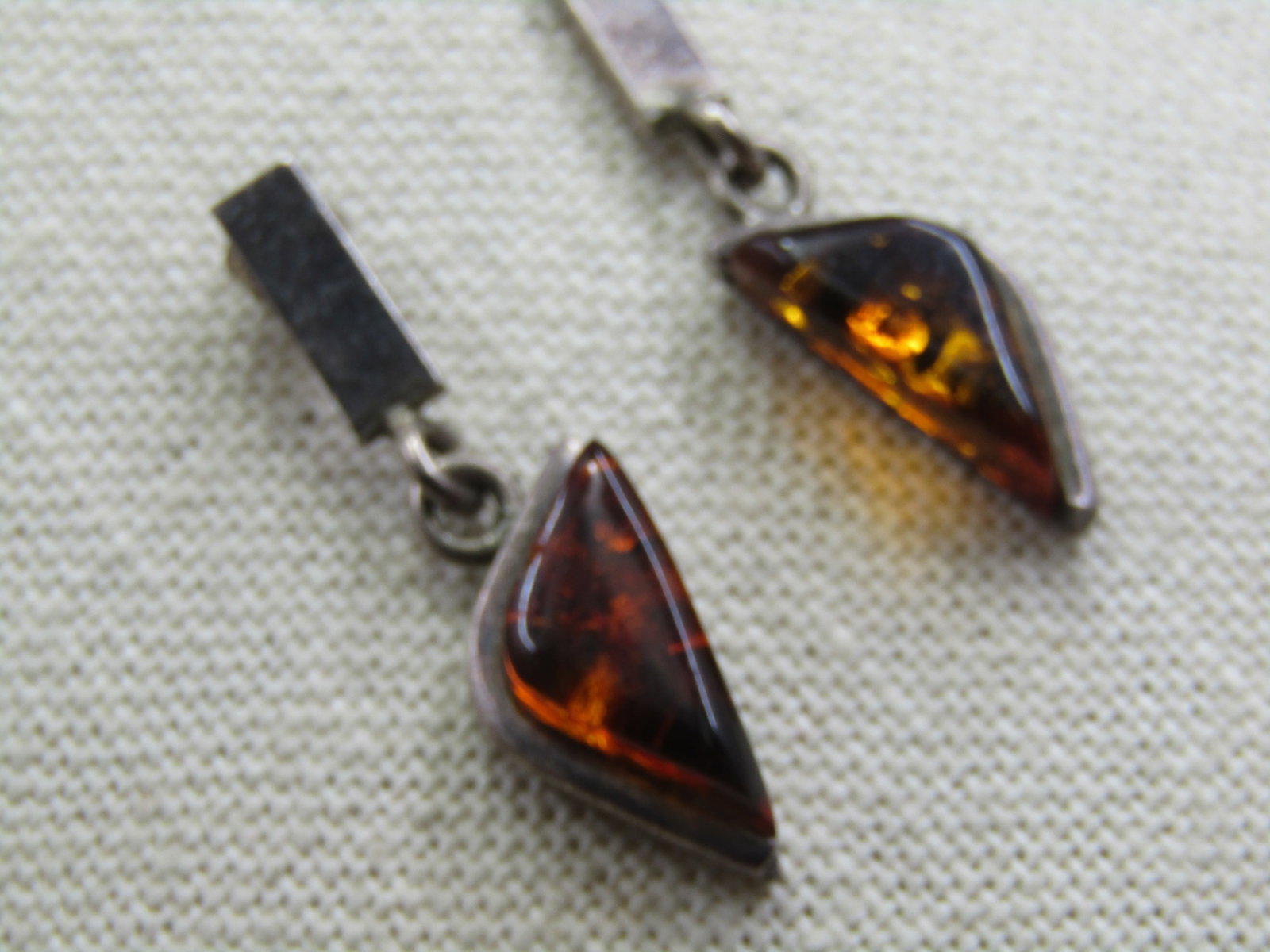 Vintage Sterling Amber Drop ModernistEarrings, 1.5", - 4