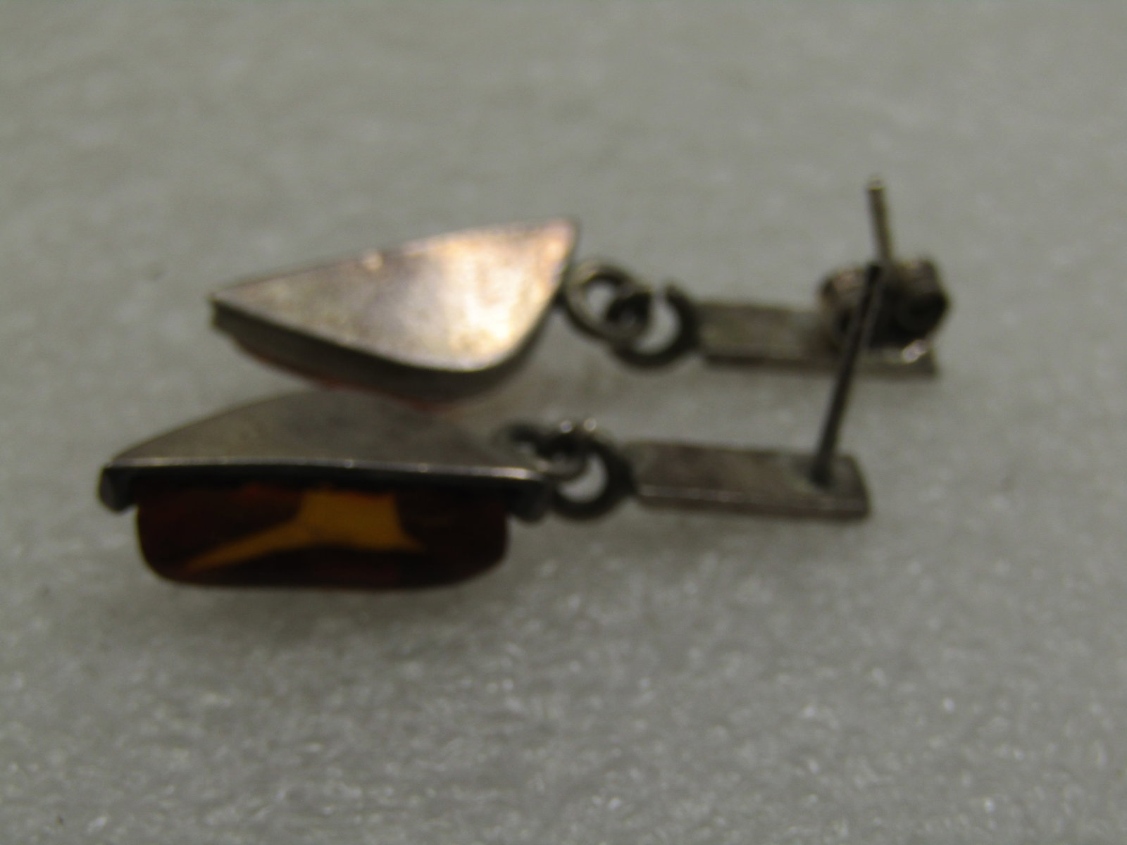 Vintage Sterling Amber Drop ModernistEarrings, 1.5", - 5
