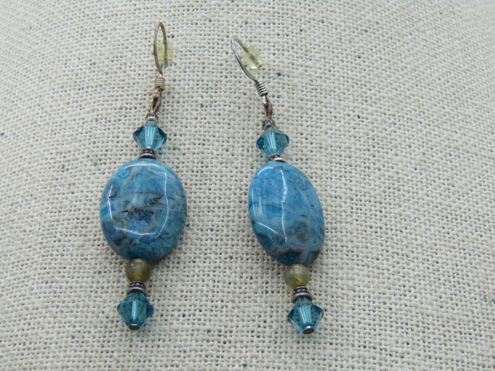 Turquoise & Crystal Drop Pierced Earrings, Silver Tone - 3