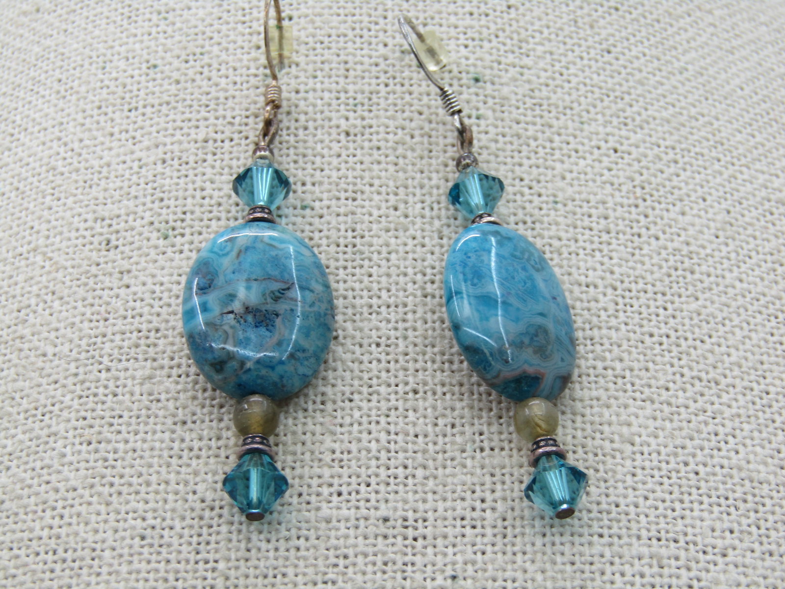 Turquoise & Crystal Drop Pierced Earrings, Silver Tone - 4