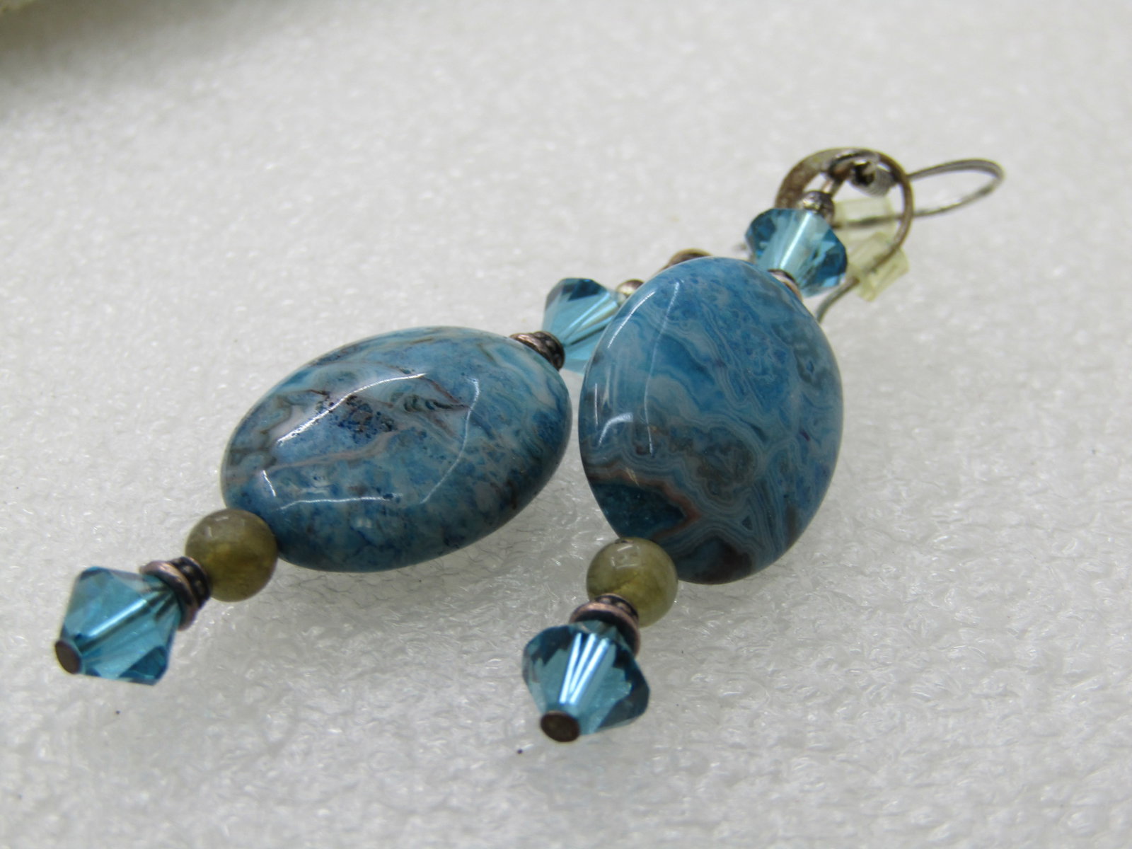 Turquoise & Crystal Drop Pierced Earrings, Silver Tone - 5