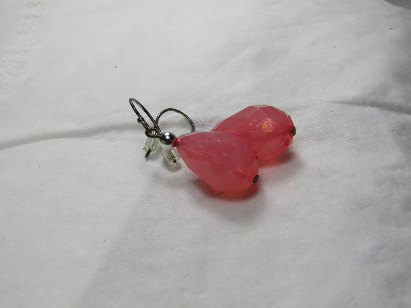 Dark Pink Lucite Teardrop Earrings, Dangle Pierced, 1.5" - 3