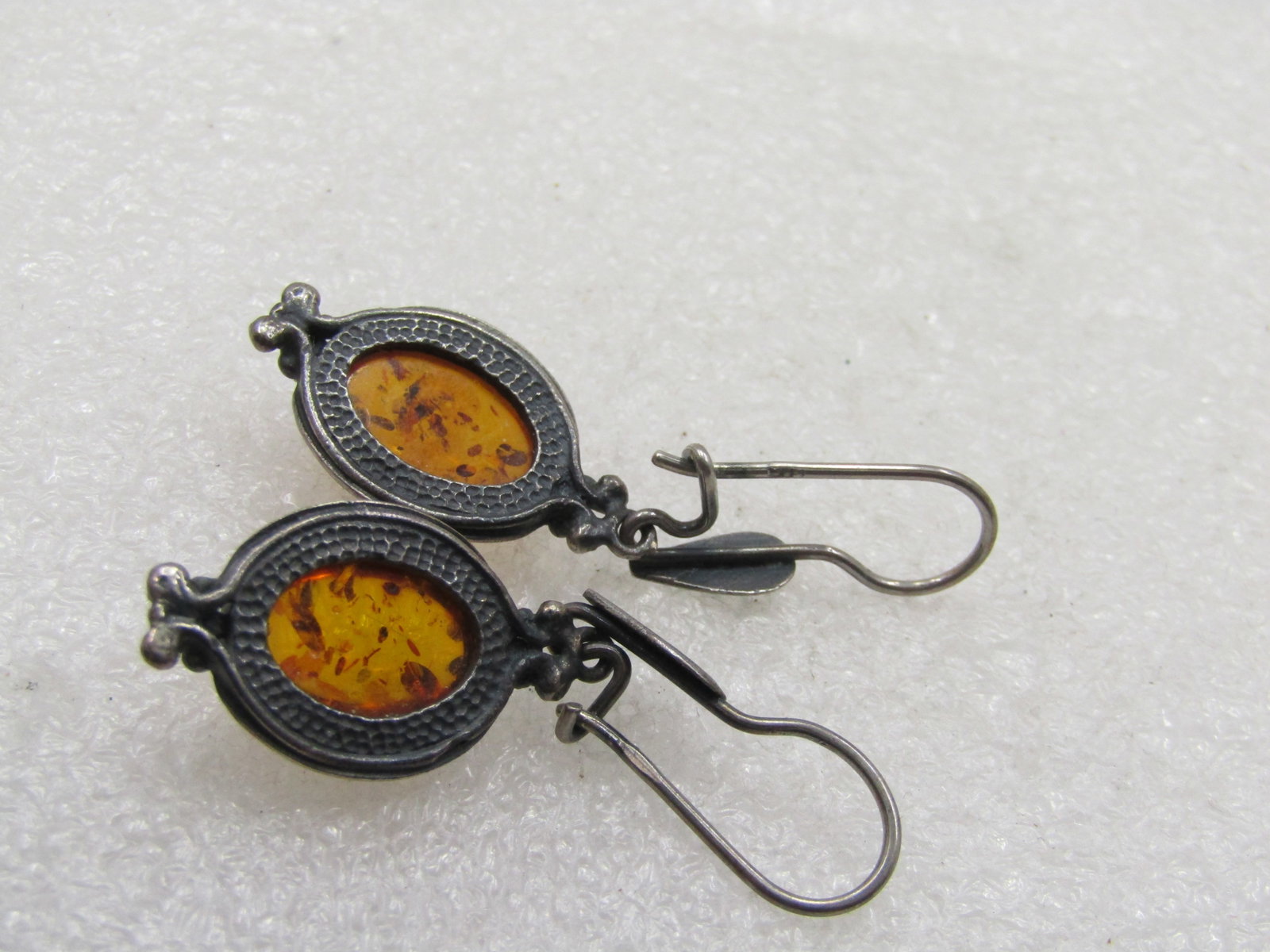 Vintage Sterling Amber Pierced Earrings, 1970's-1980's - 5