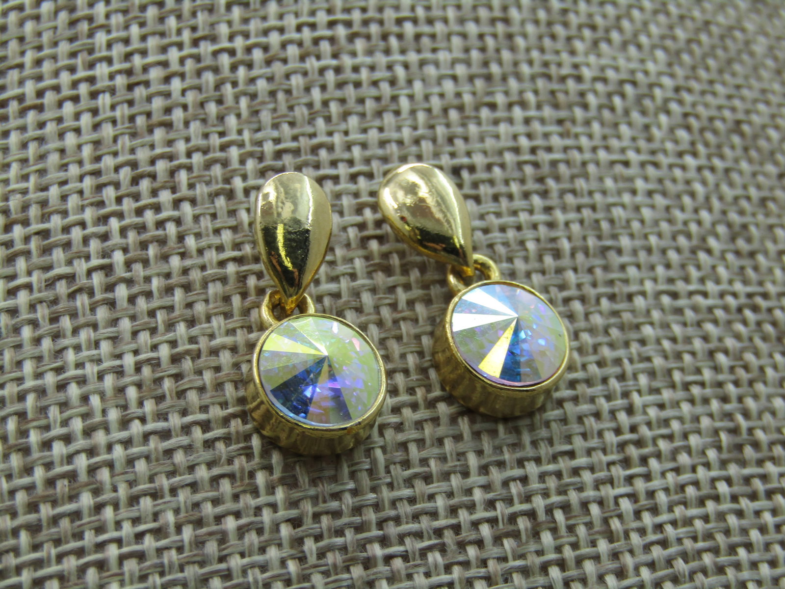 Vintage Rivoli Rhinestone Earrings, Pierced, Stud and dangle. 1980's. - 2
