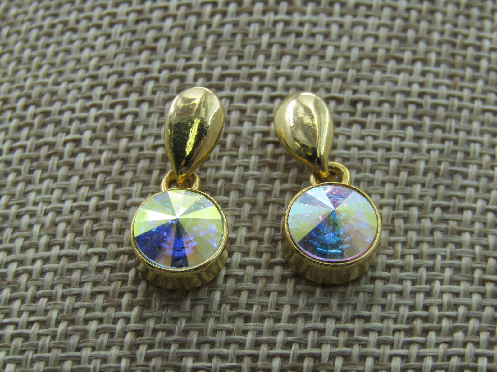Vintage Rivoli Rhinestone Earrings, Pierced, Stud and dangle. 1980's. - 3