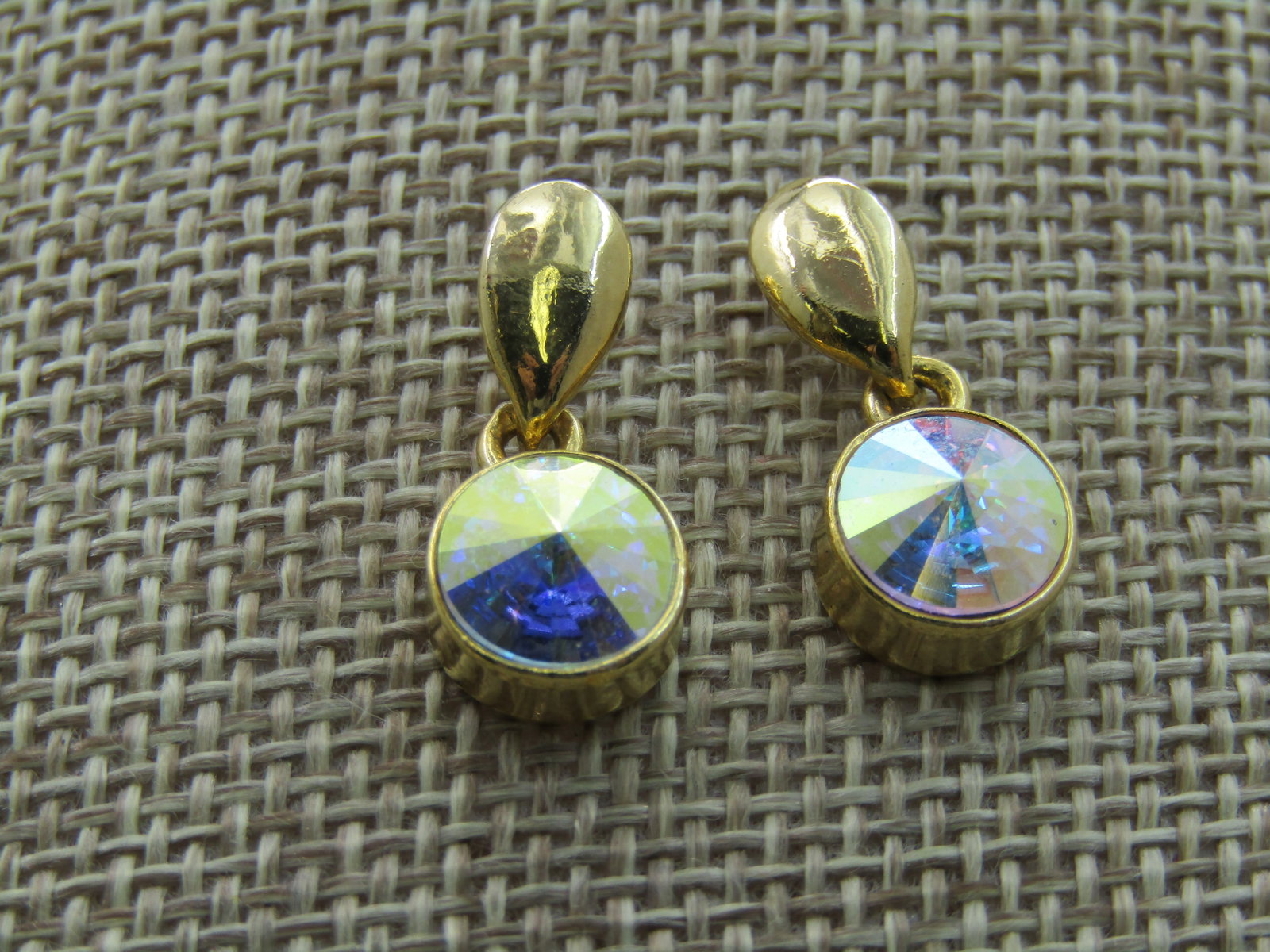 Vintage Rivoli Rhinestone Earrings, Pierced, Stud and dangle. 1980's. - 4