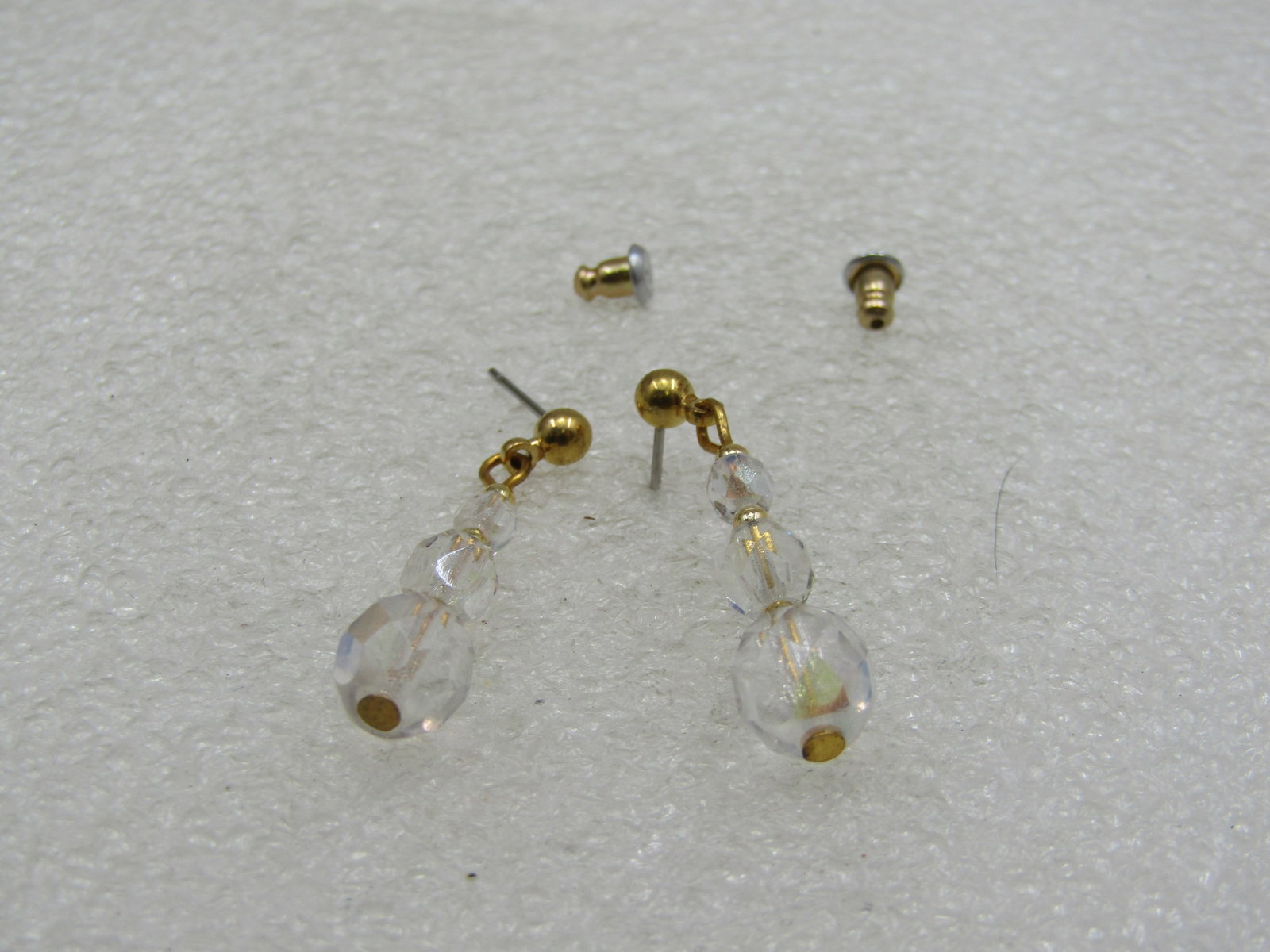Aurora Borealis Crystal Beaded Earrings, Drop, Pierced, 1.25" - 5
