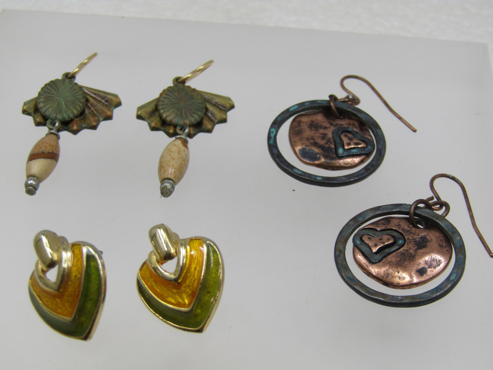 Vintage 3 Pairs Pierced Earrings, 1980's - 2