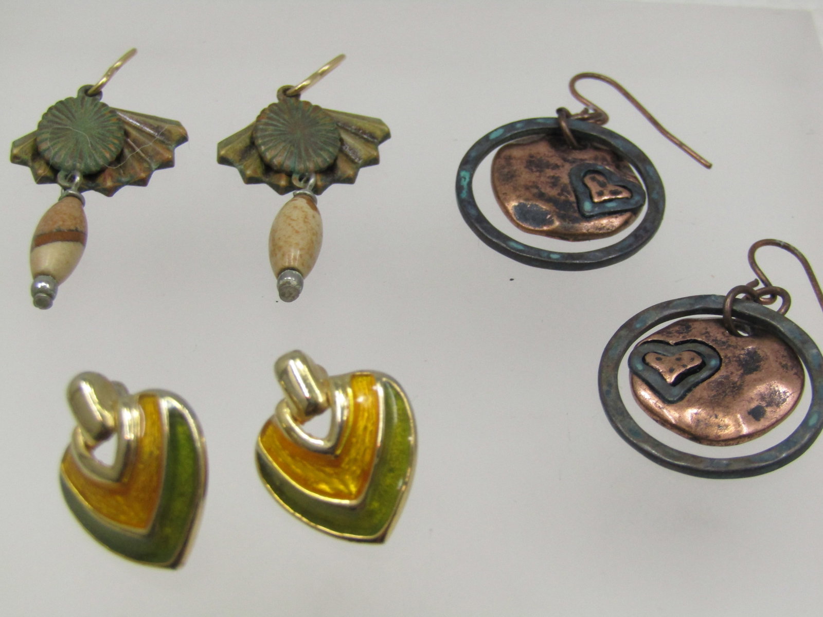 Vintage 3 Pairs Pierced Earrings, 1980's - 3