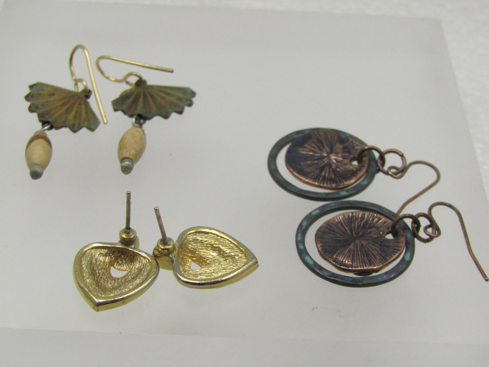Vintage 3 Pairs Pierced Earrings, 1980's - 4