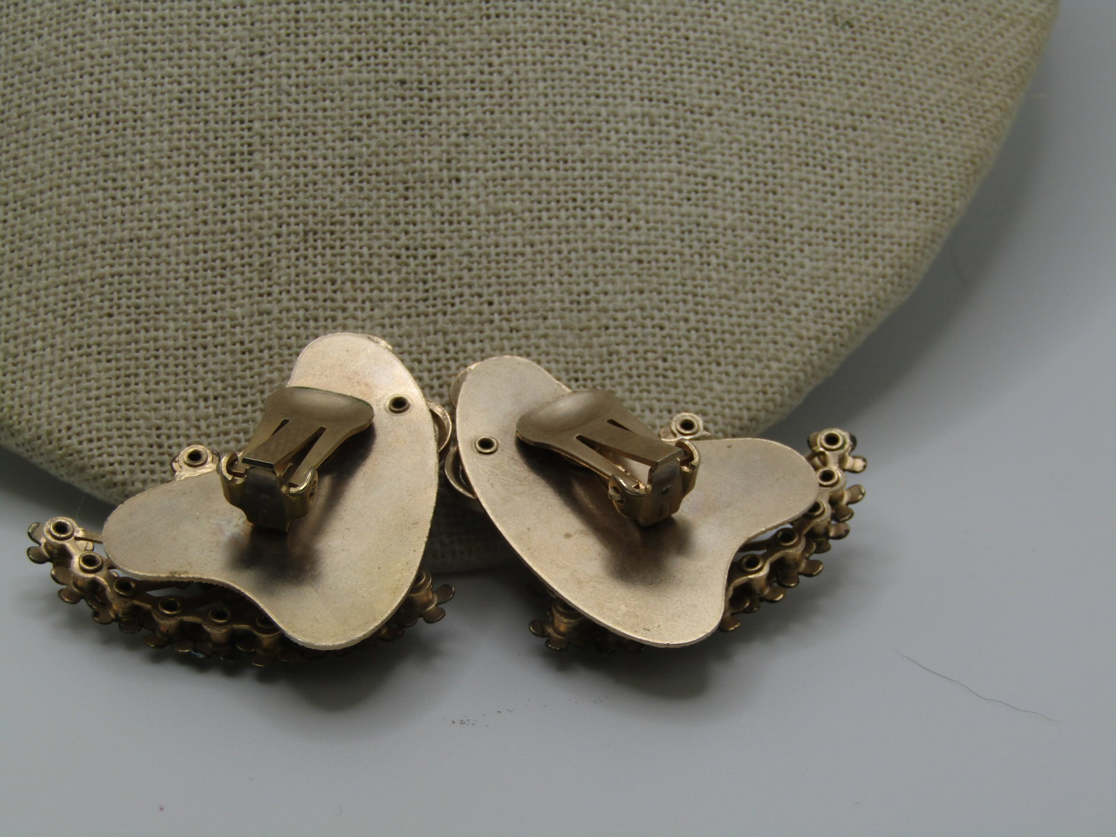 Vintage Blossom Rhinestone Clip Earrings, Art Deco Themed, 1940's - 5