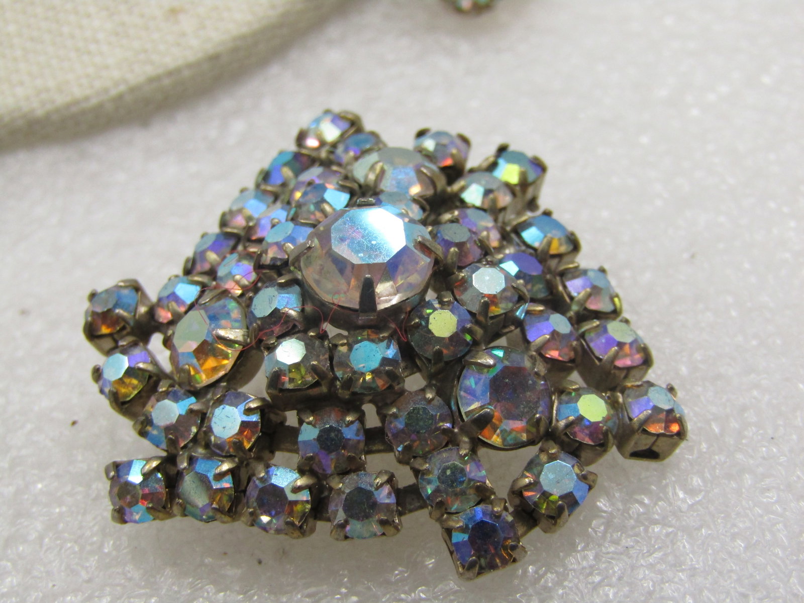 Vintage Weiss Earrings & Brooch, Aurora Boralis Mid-Century - 4