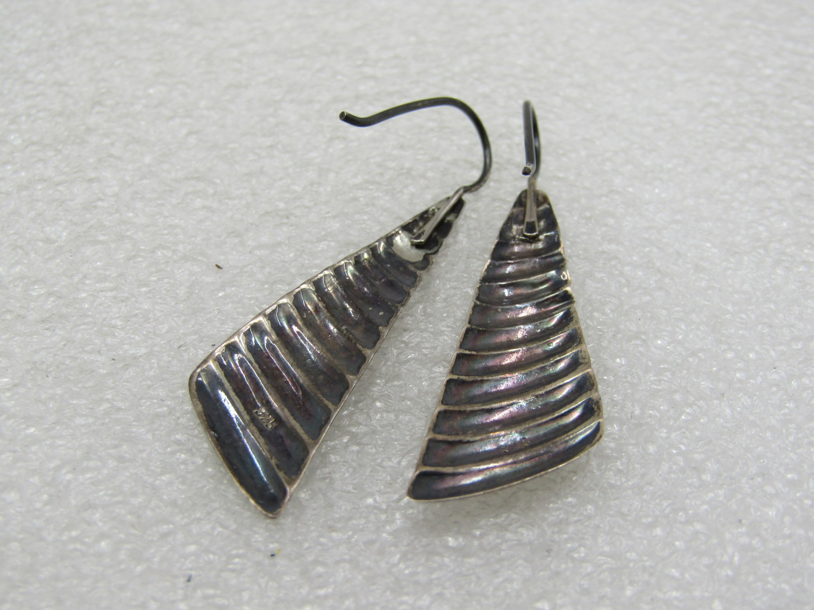 Vintage Sterling Silver Ridged Drop Earrings, 2" - 4