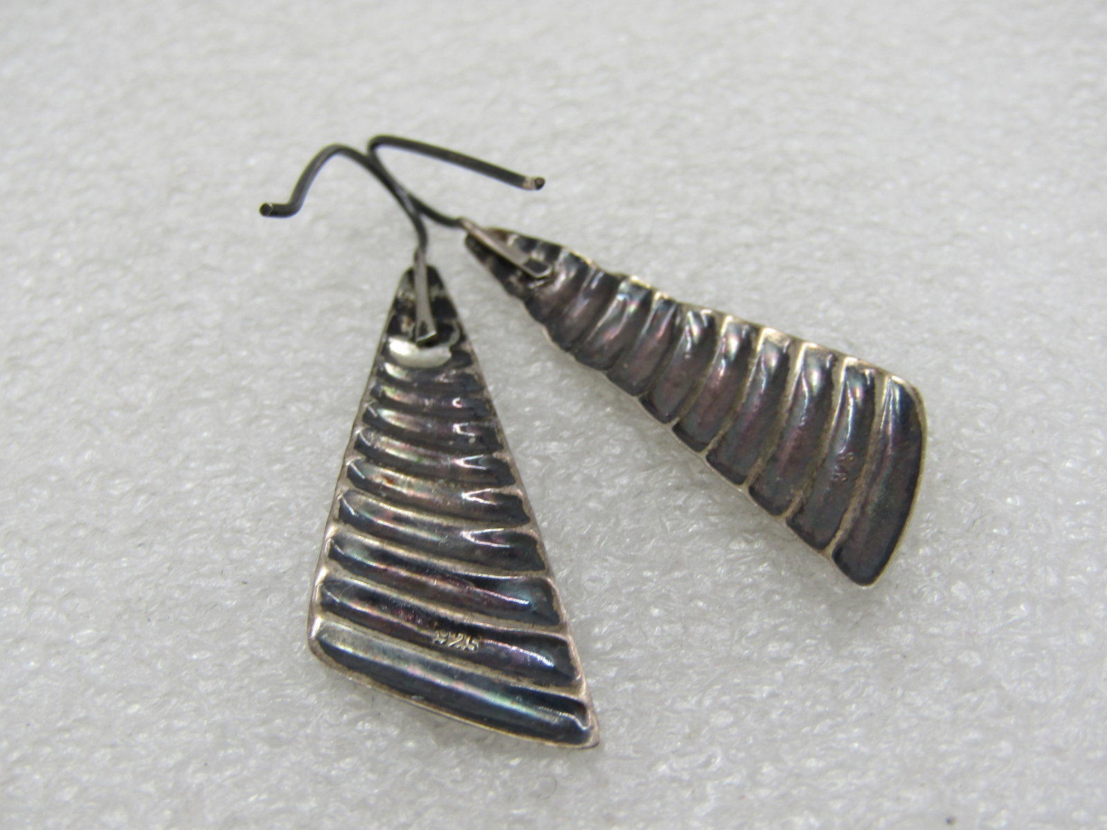 Vintage Sterling Silver Ridged Drop Earrings, 2" - 5