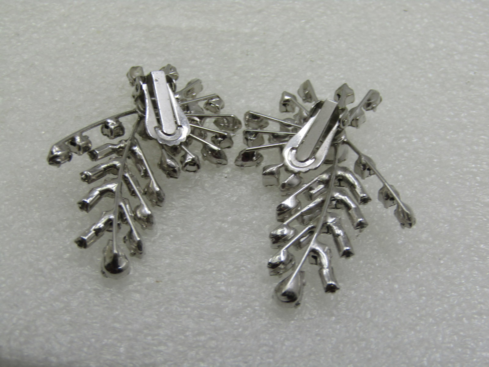 Vintage Clear Rhinestone Baguette Clip Earrings, Runway/Statement - 4