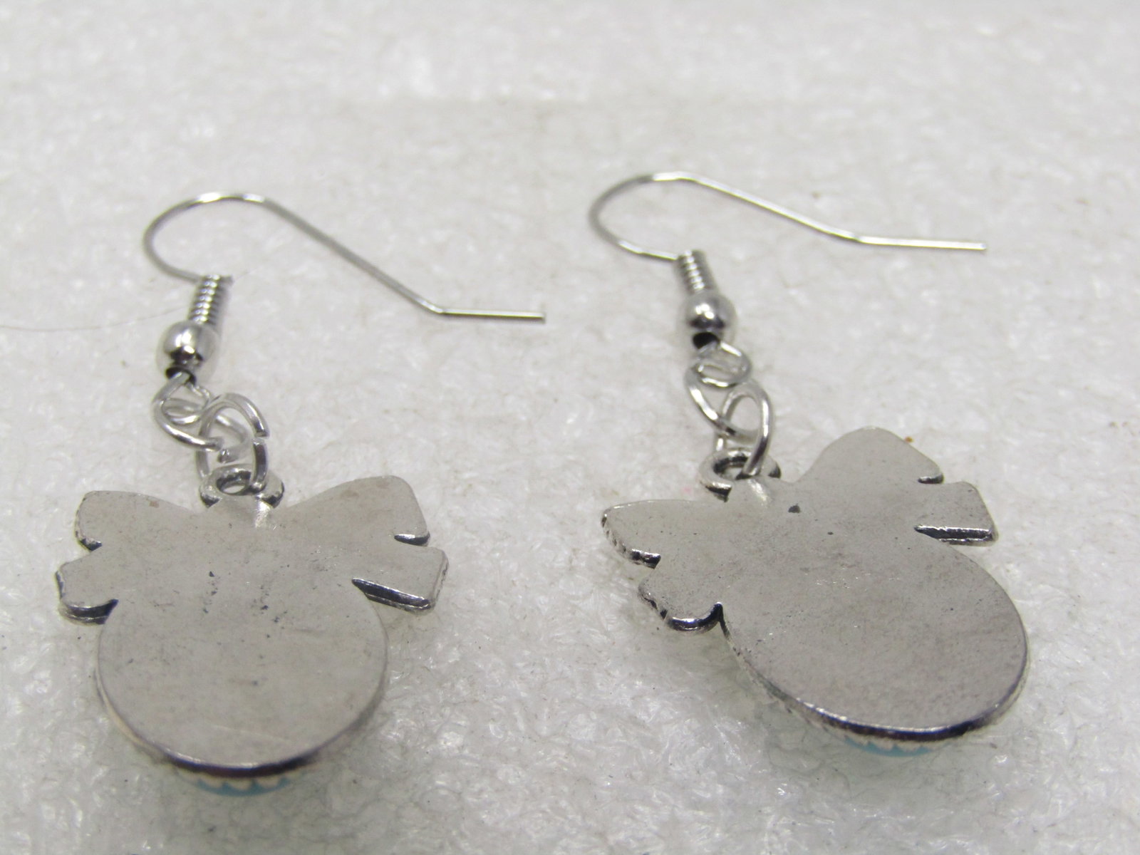 Faux Turquoise Bow Earrings, Pierced, 2" - 6