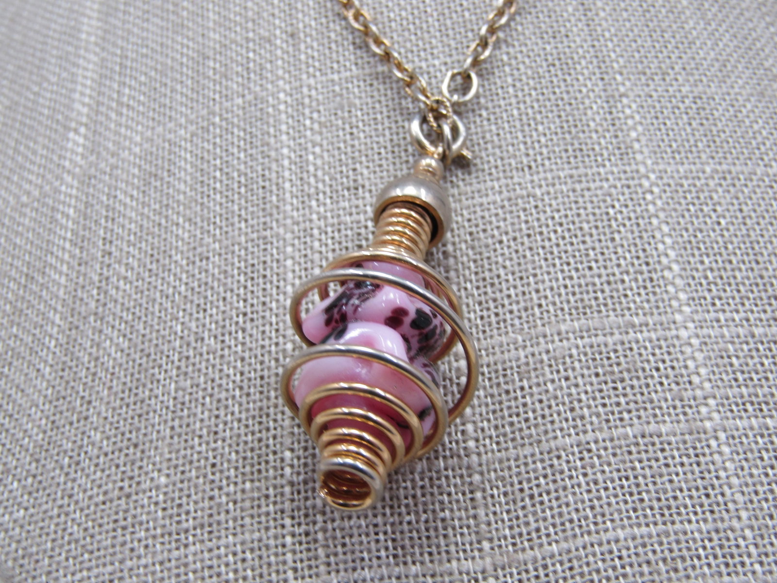 Vintage Pink & Black Glass Spiral Necklace Earrings Set, Sarah Coventry - 4