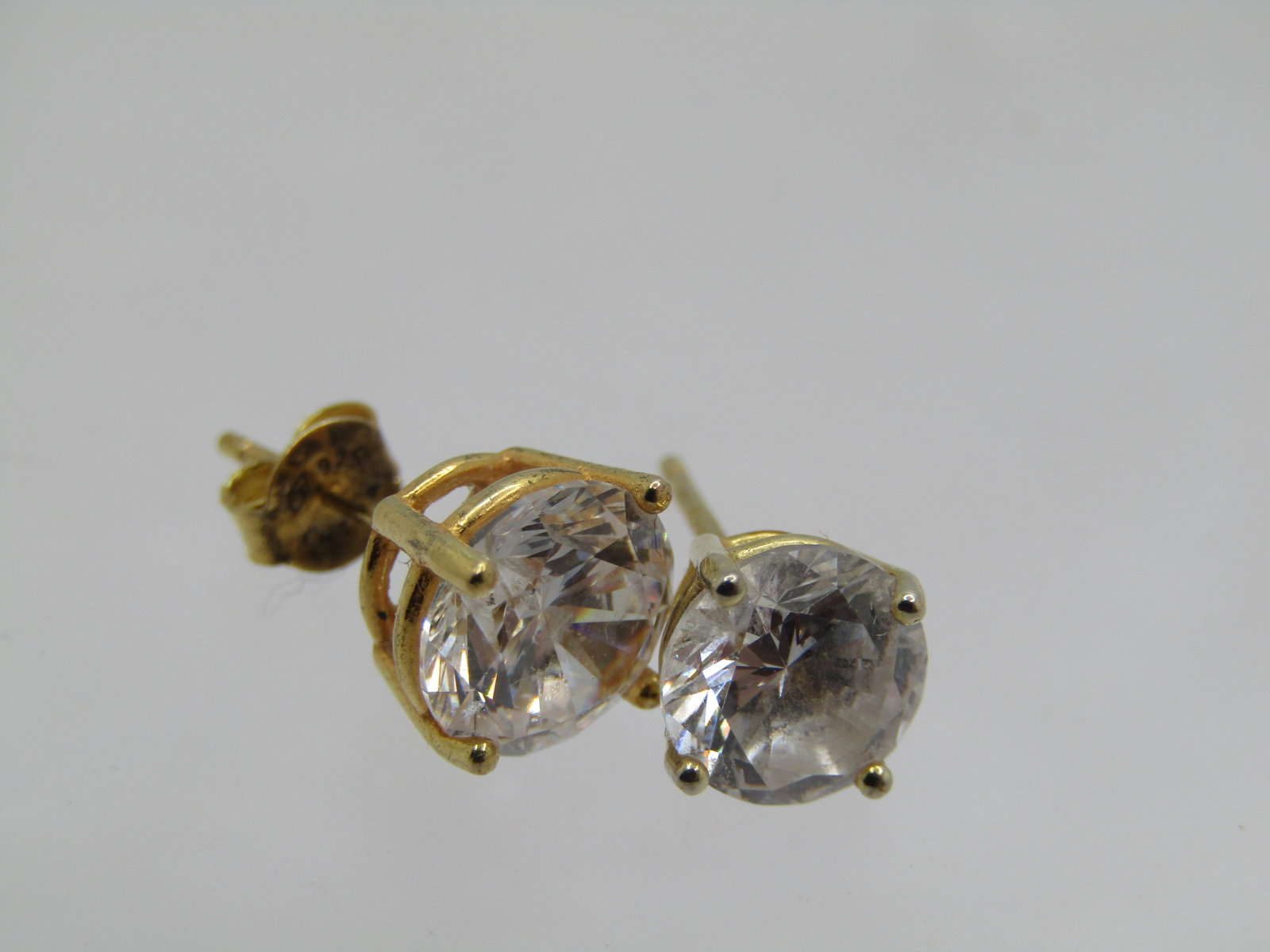 Vintage Two Sterling CZ Stud Earrings, 7mm and 8mm - 2