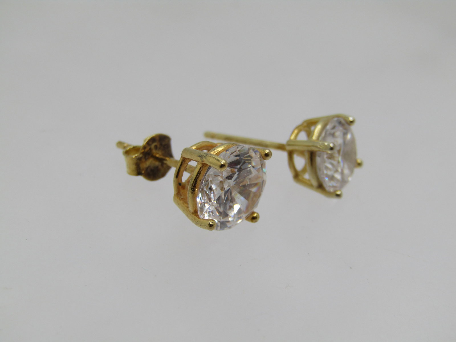 Vintage Two Sterling CZ Stud Earrings, 7mm and 8mm - 3