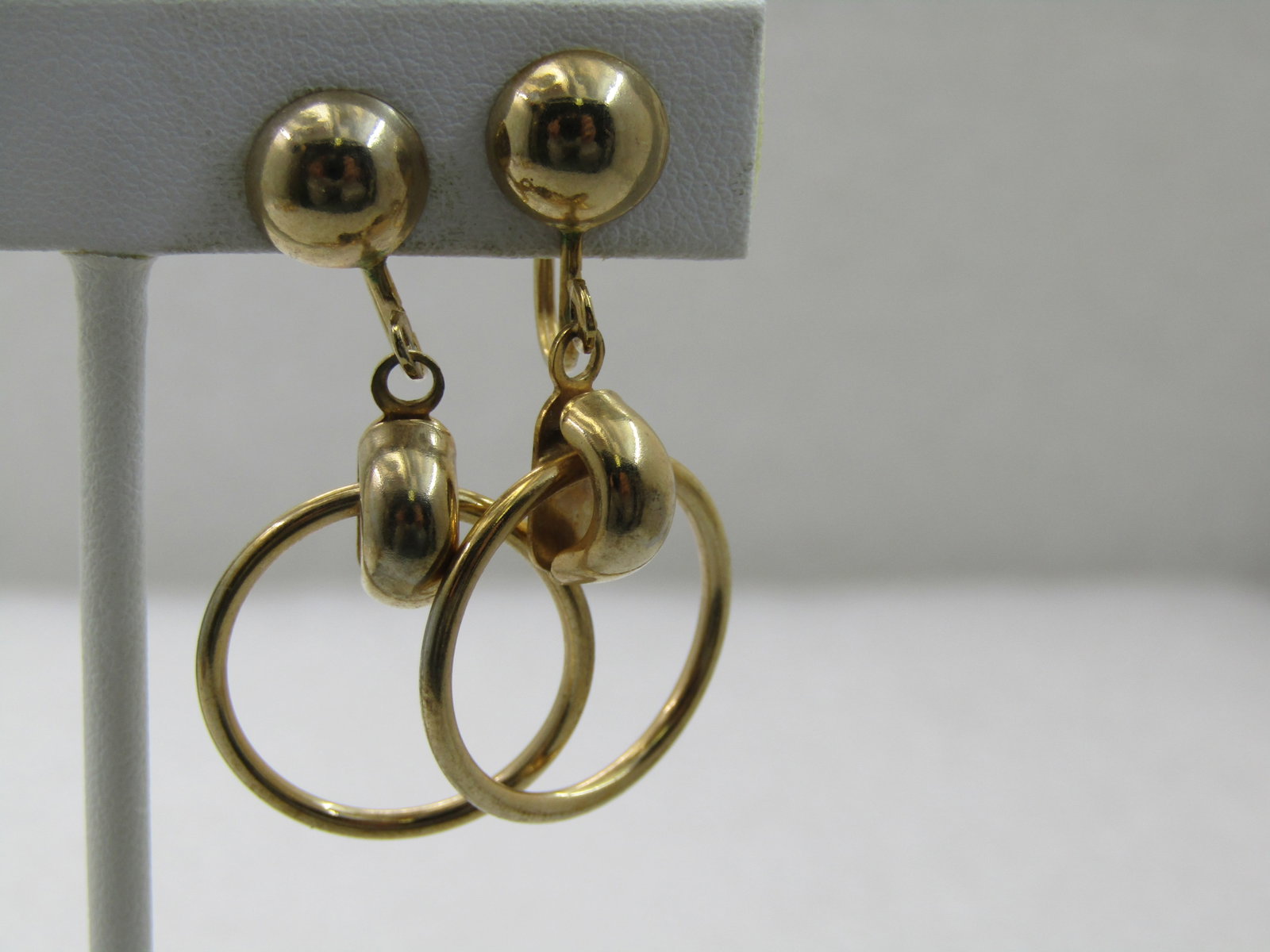 Vintage Stud & Dangle Hoop Earrings, Screw Back, Gold Tone, 1970's-1980's - 2