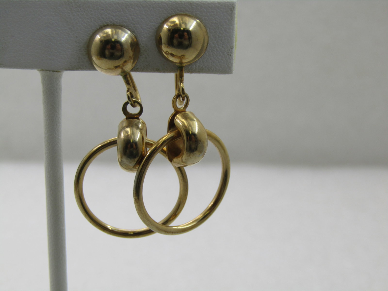 Vintage Stud & Dangle Hoop Earrings, Screw Back, Gold Tone, 1970's-1980's - 3