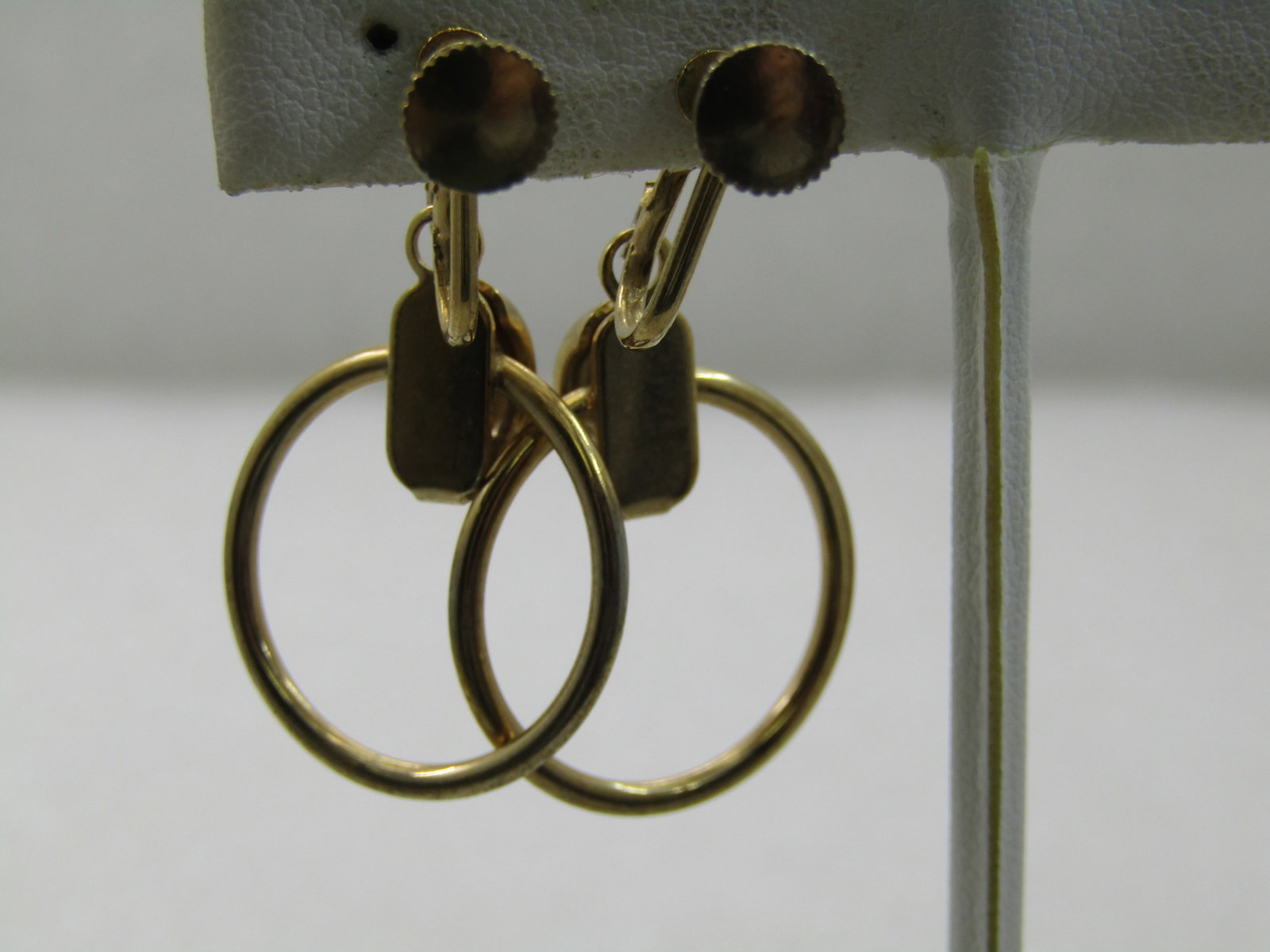 Vintage Stud & Dangle Hoop Earrings, Screw Back, Gold Tone, 1970's-1980's - 4