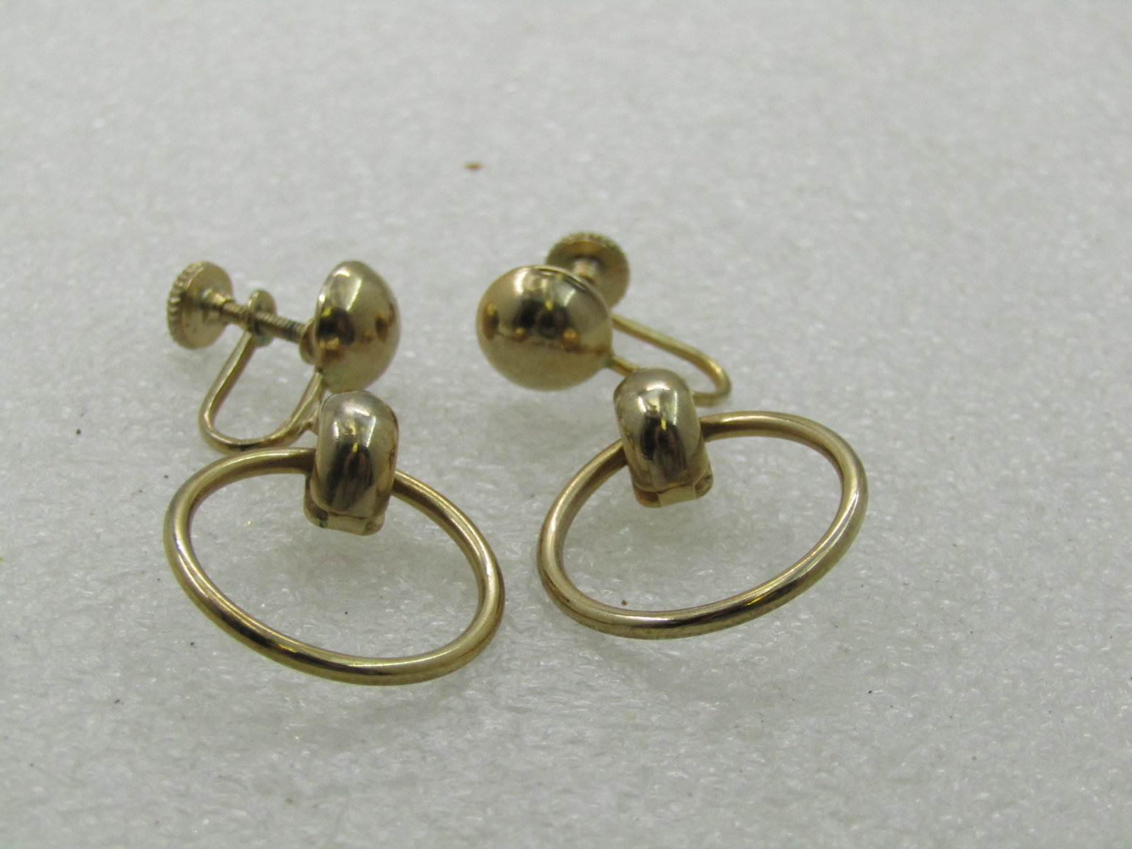 Vintage Stud & Dangle Hoop Earrings, Screw Back, Gold Tone, 1970's-1980's - 5