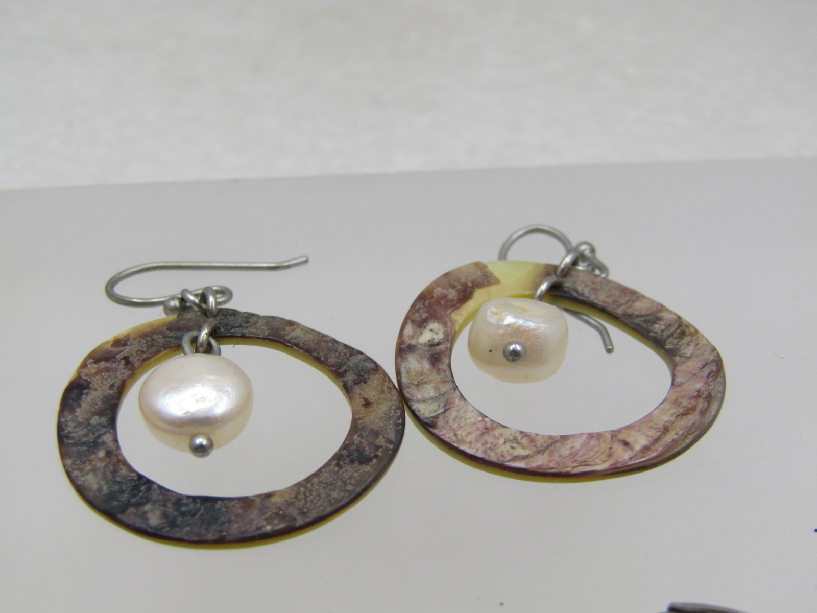 Vintage 3 Pr. Mother-of Pearl/Pearl, Pierced Earrings, 1980's - 2