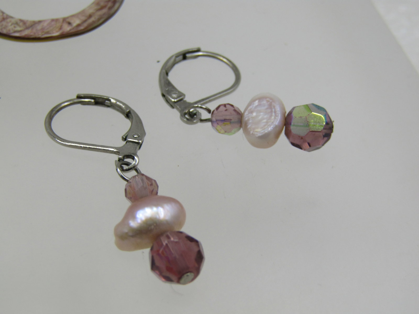 Vintage 3 Pr. Mother-of Pearl/Pearl, Pierced Earrings, 1980's - 3