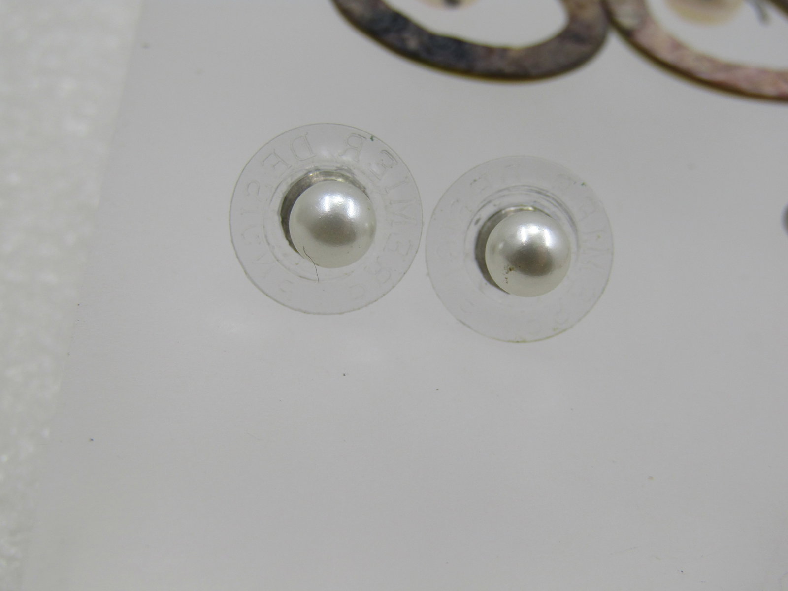 Vintage 3 Pr. Mother-of Pearl/Pearl, Pierced Earrings, 1980's - 4
