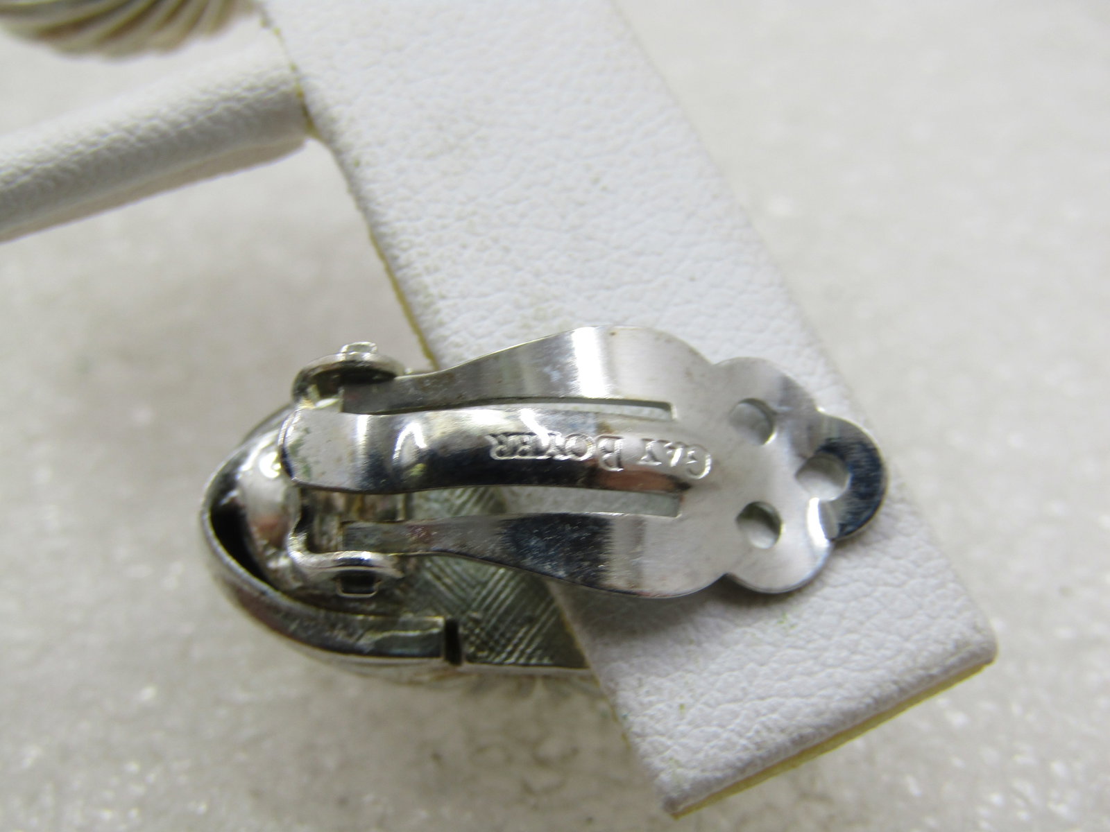 Vintage Gay Boyer Accordian Clip Earrings, Silver Tone, 1980's - 5