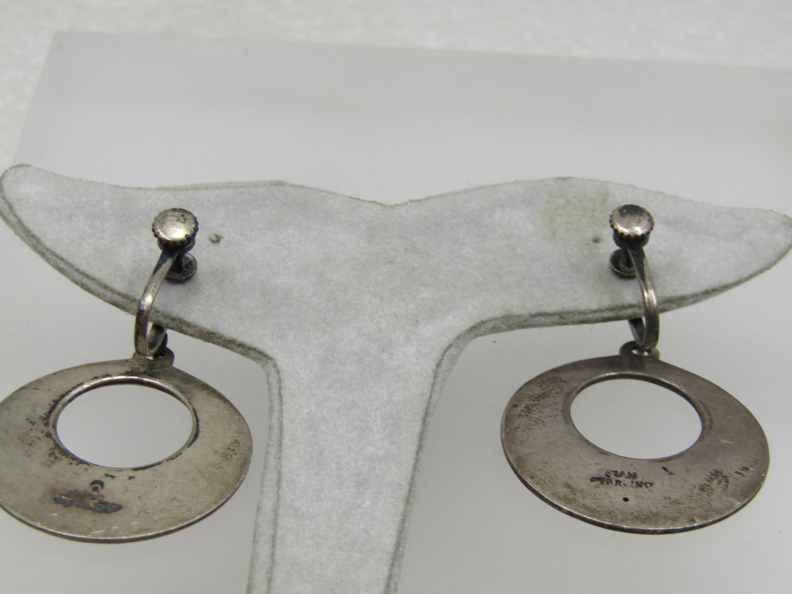 Vintage Sterling Siam Goddess Enameled Earrings, Drop Screw Back, 1940's-1950's - 4