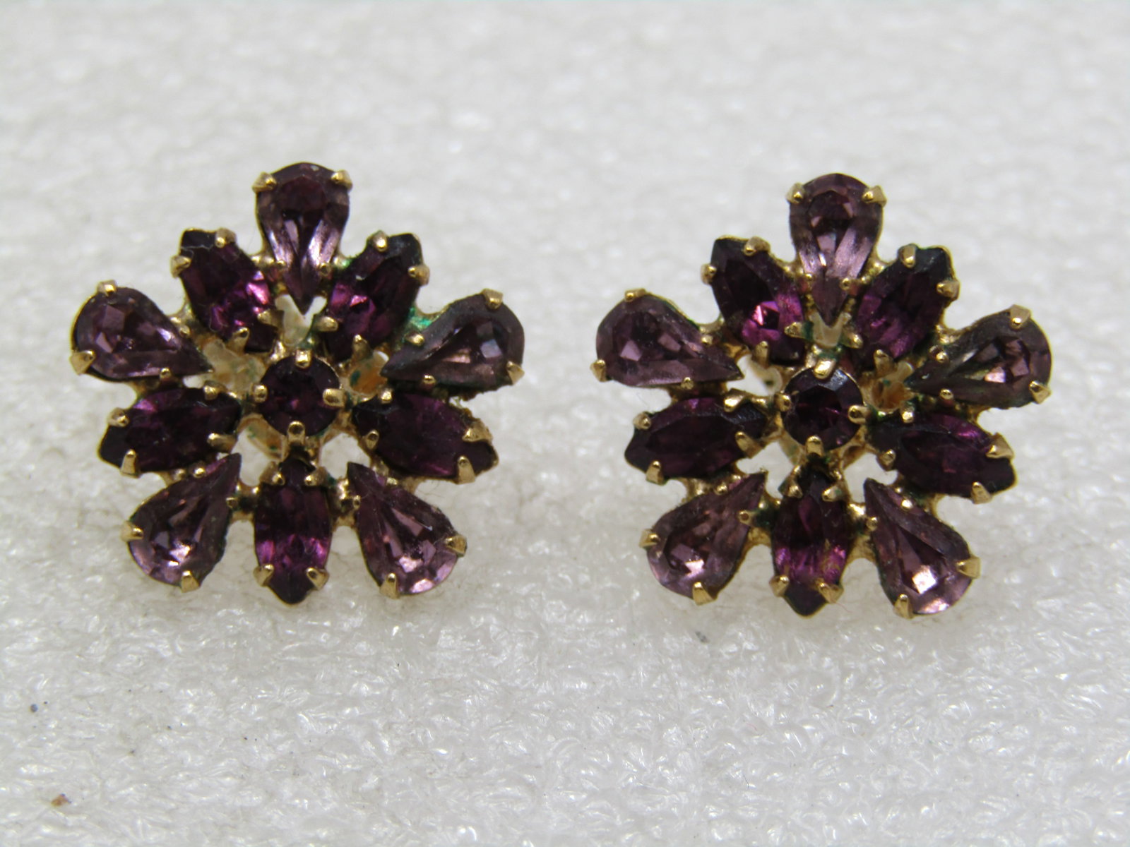 Lavender & Purple Rhinestone Brooch & Earrings, - 6