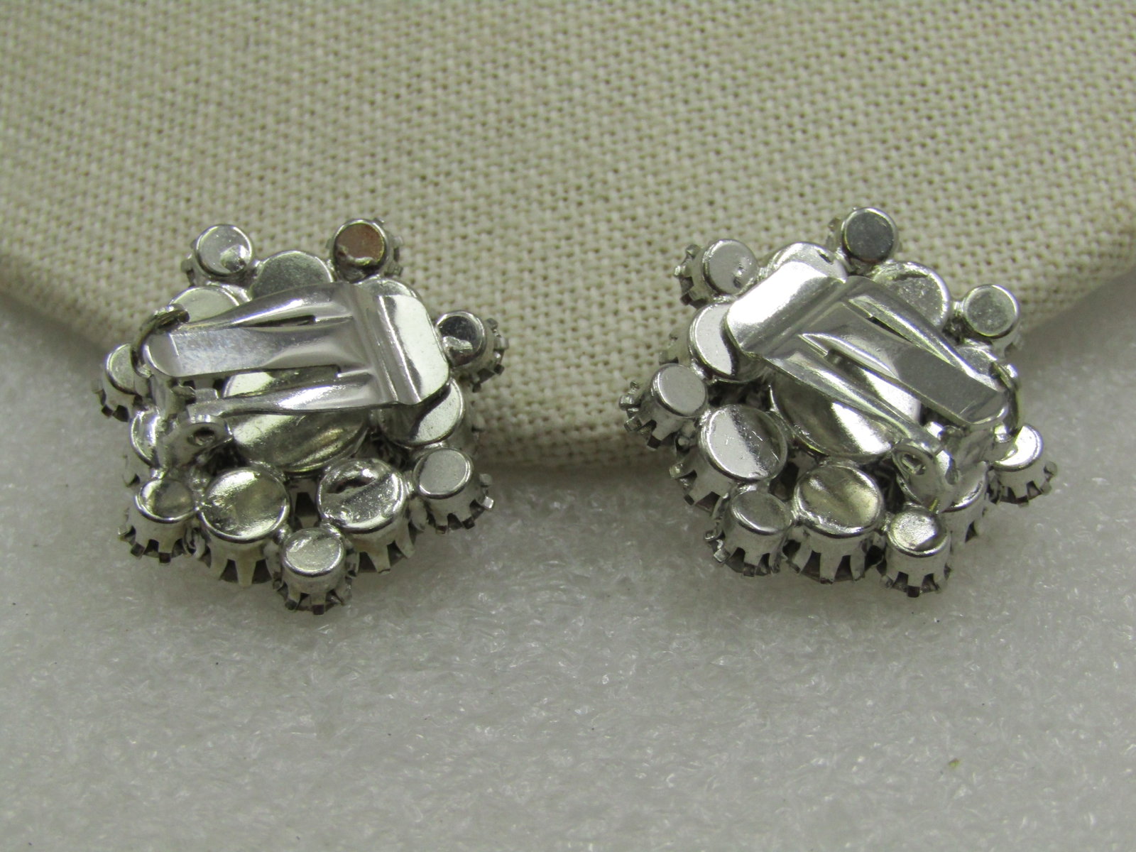 Vintage Rhinestone Blossom Clip Earrings, 1.25" - 4