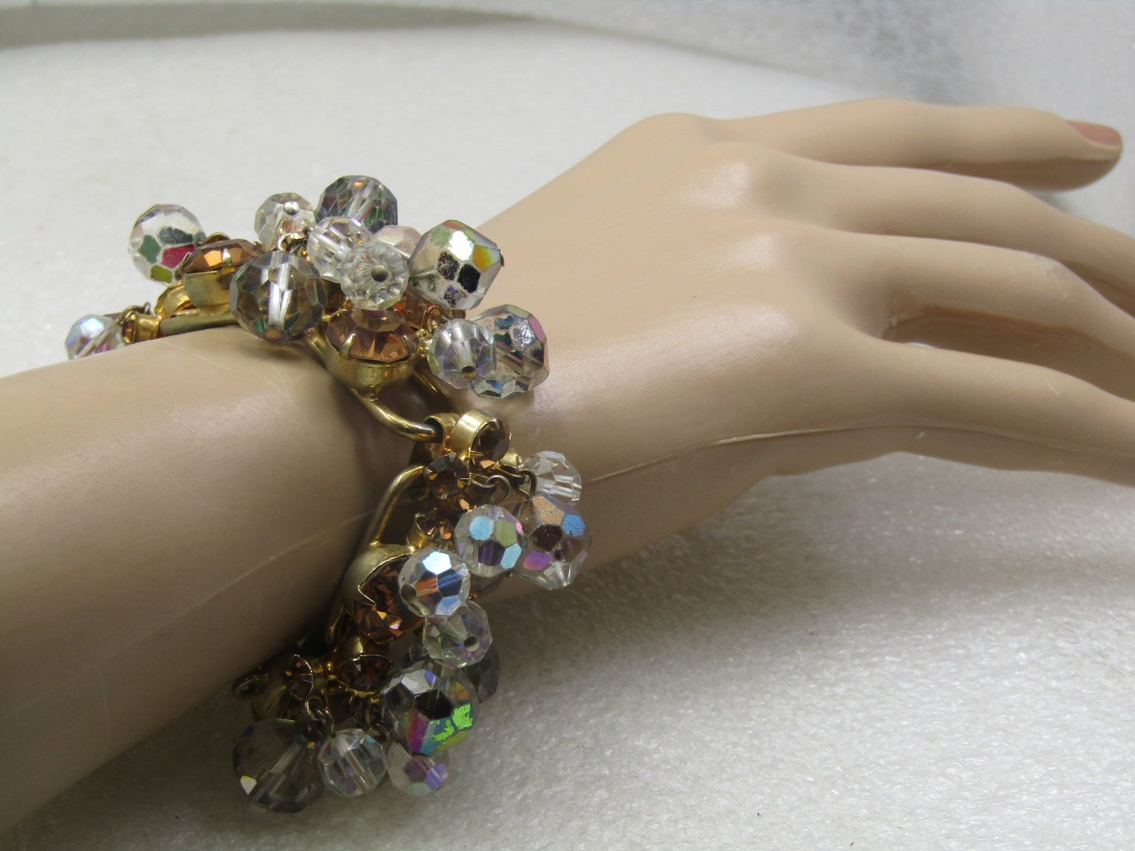 Vintage Rhinestone Dangle Bracelet & Earrings, Juliana, 1940's, 7" - 8