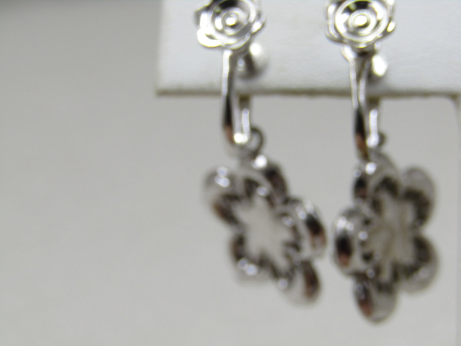 Vintage Rhinestone Floral Stud & Drop Earrings, Screwback - 4