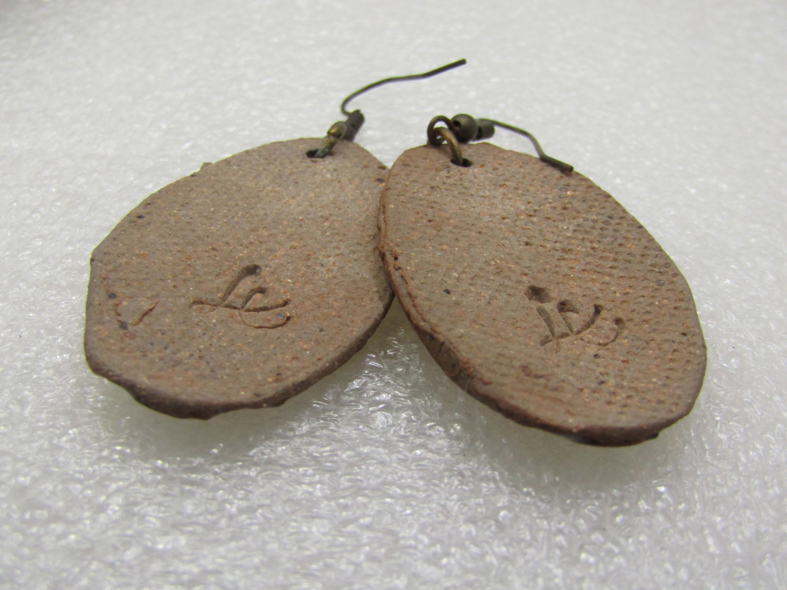 Vintage Hand Made Glazed Clay Earrings 2-3/8" - 5