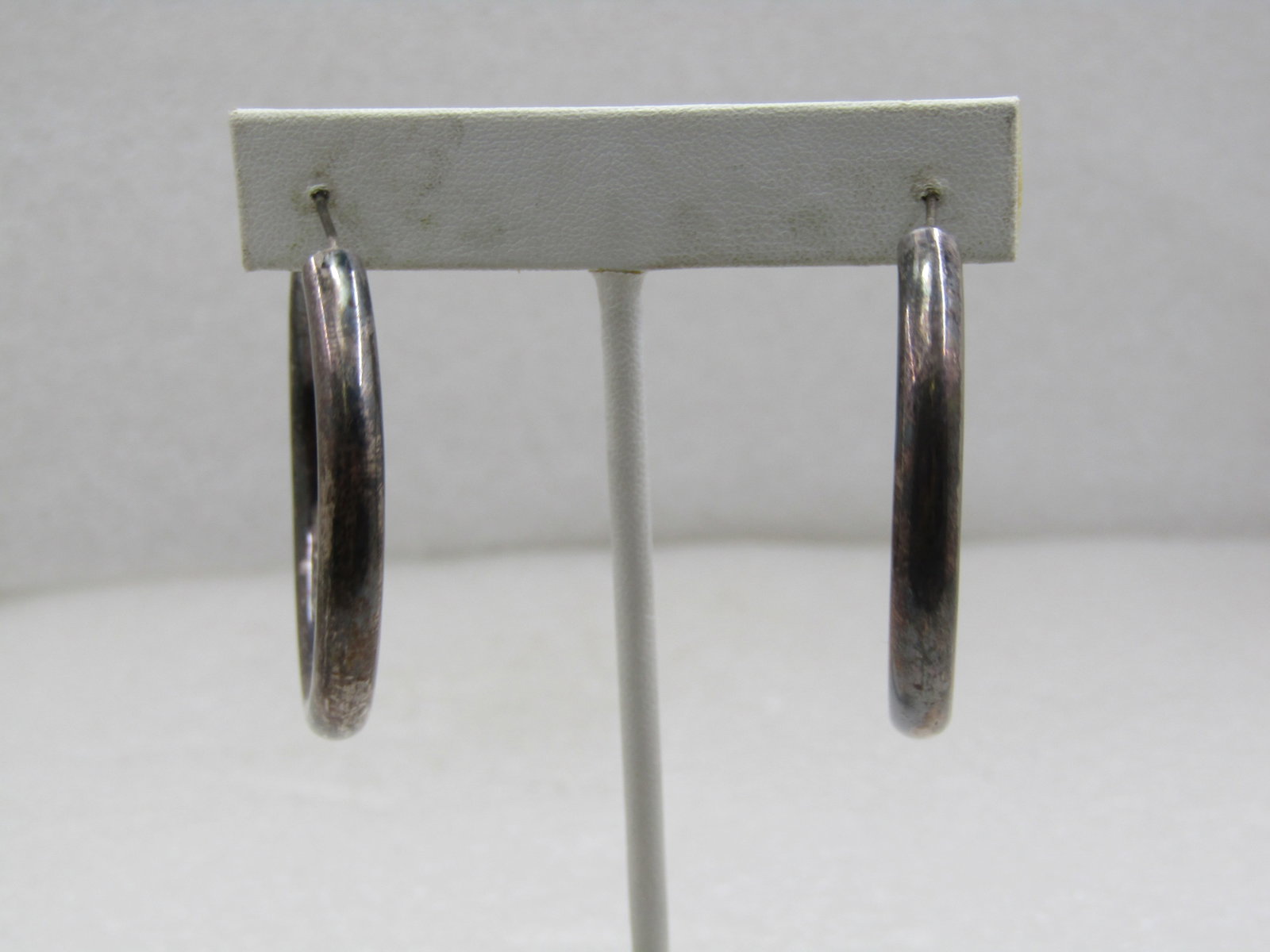 Vintage Sterling Large Hoop Pierced Earrings, 5mm, 1.75", Boho - 2