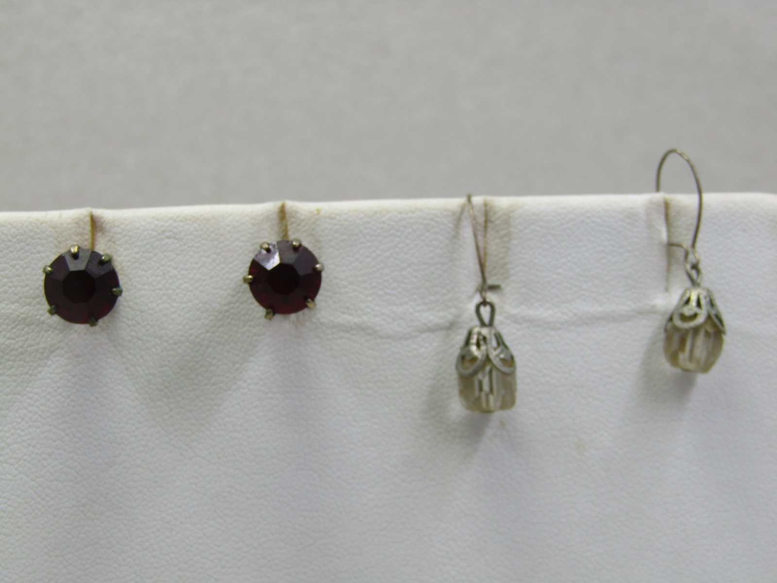 2 Pair Vintage Crystal Earrings, Pierced, 1950's-1960's - 2