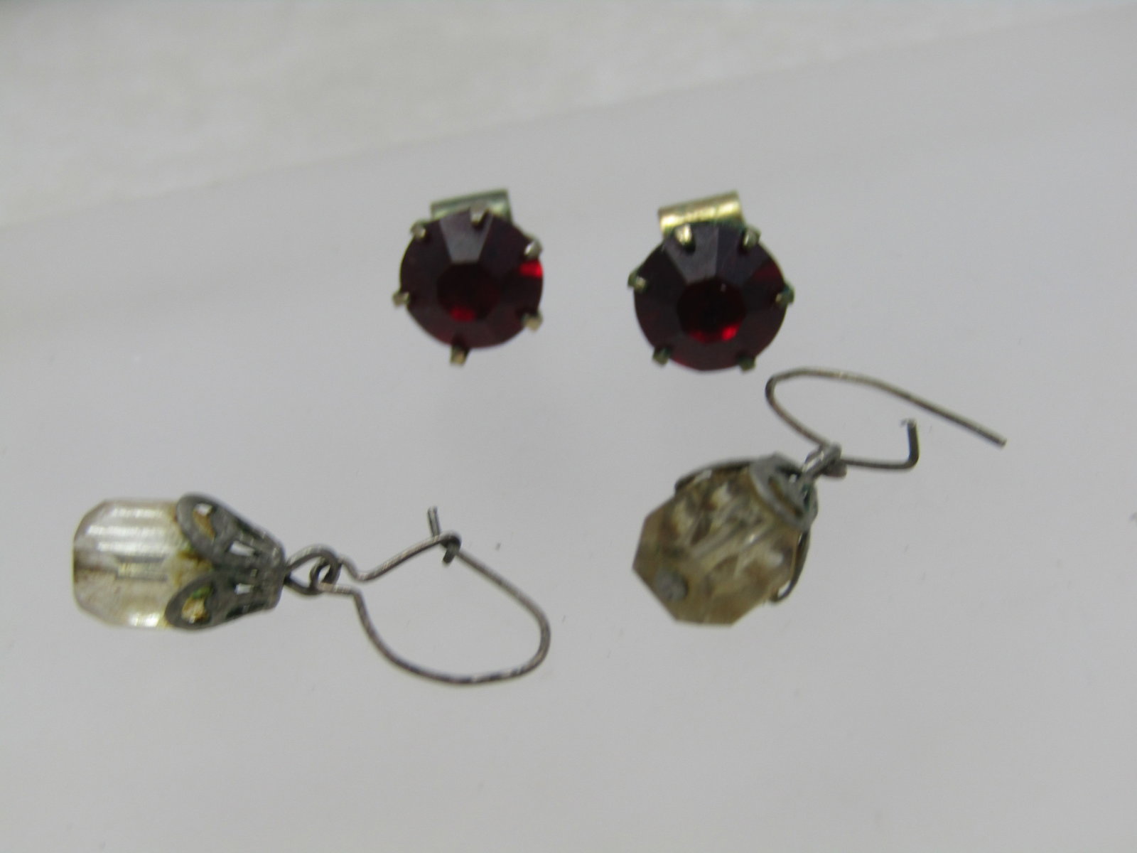 2 Pair Vintage Crystal Earrings, Pierced, 1950's-1960's - 4