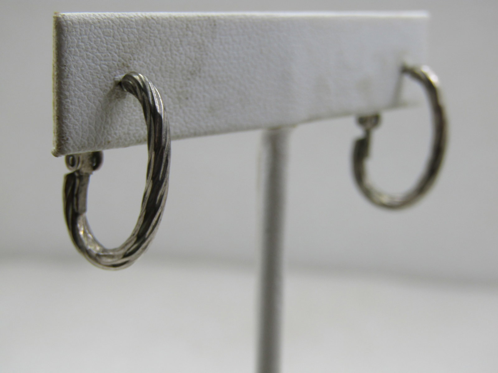 Vintage Oval Twisted Hoop Earrings, 3/4" Pierced - 2