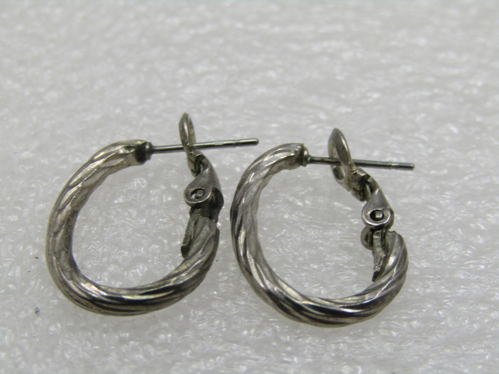 Vintage Oval Twisted Hoop Earrings, 3/4" Pierced - 5