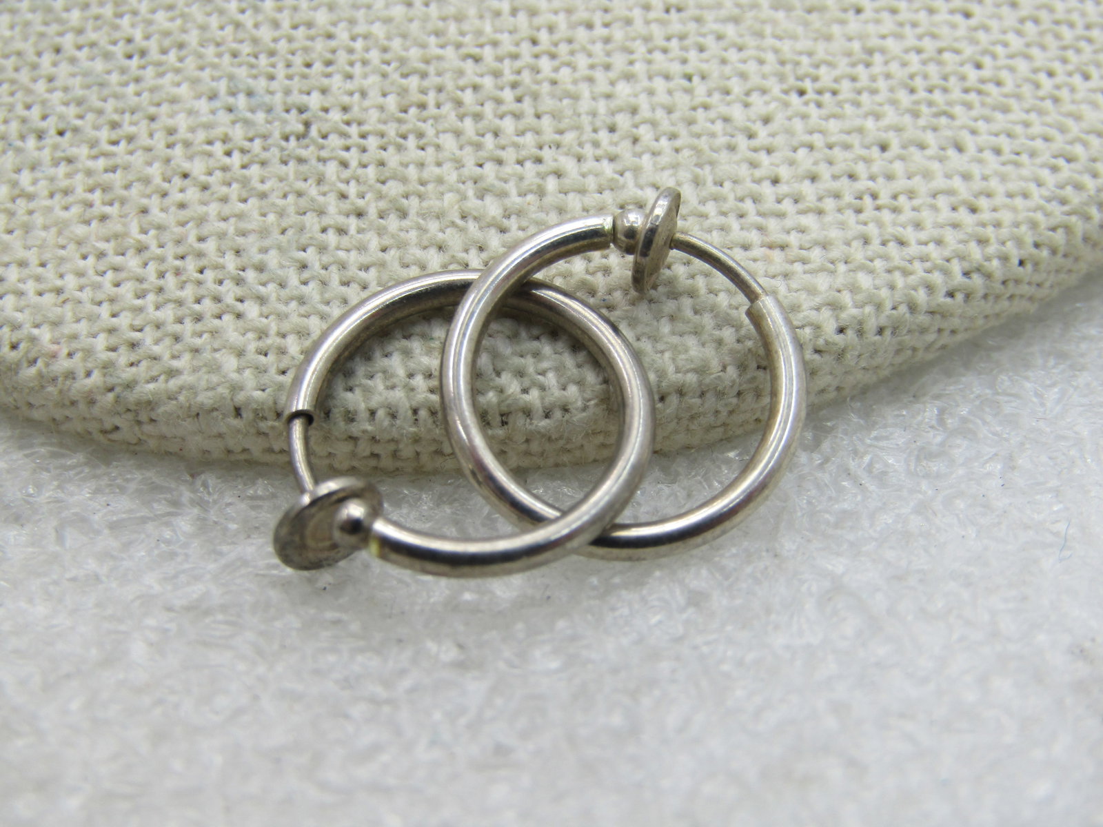 Vintage Silver Tone Hoop Earrings, Pressure Clip-on, 5/8" - 3