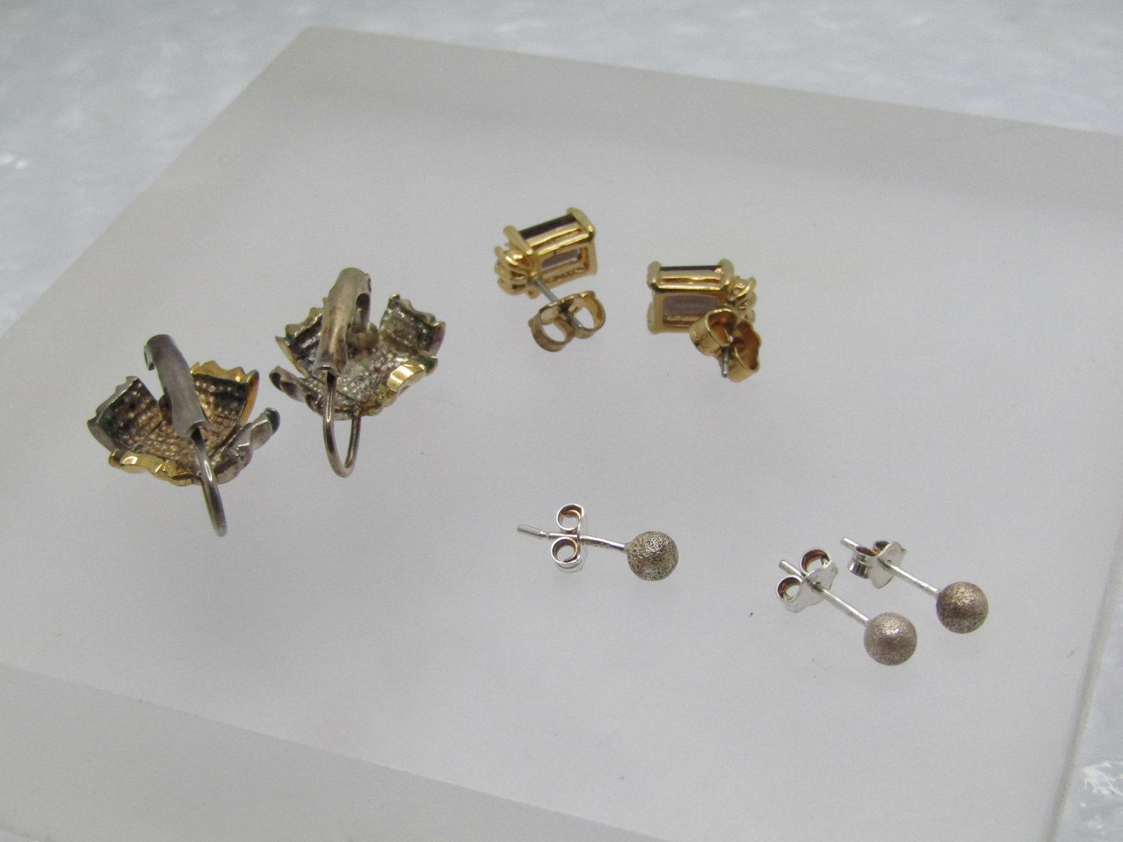 Vintage 3 Pr. Earring Lot, Sterling & Costume, 1970's-1980's - 7